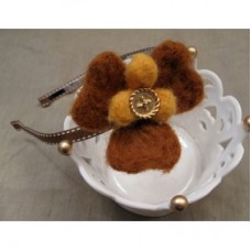 wool felt hair band- coffee