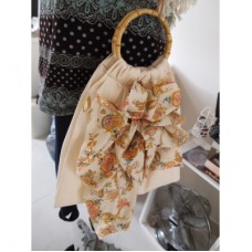French Ro'mance Lace with wooden handle Hand Bag 