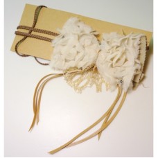 French Ro'mance White Lace Rose Ribbon Two Way Brooch Belt