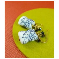 Procelian Owl Hook Earrings 