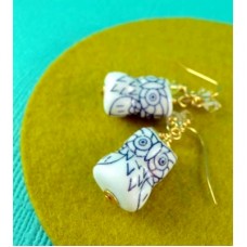 Procelian Owl Hook Earrings 