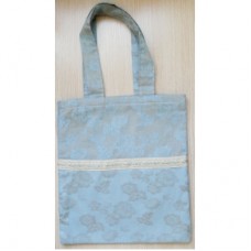藍灰色繍花 Tote Bag