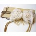 French Ro'mance White Lace Rose Ribbon Two Way Brooch Belt